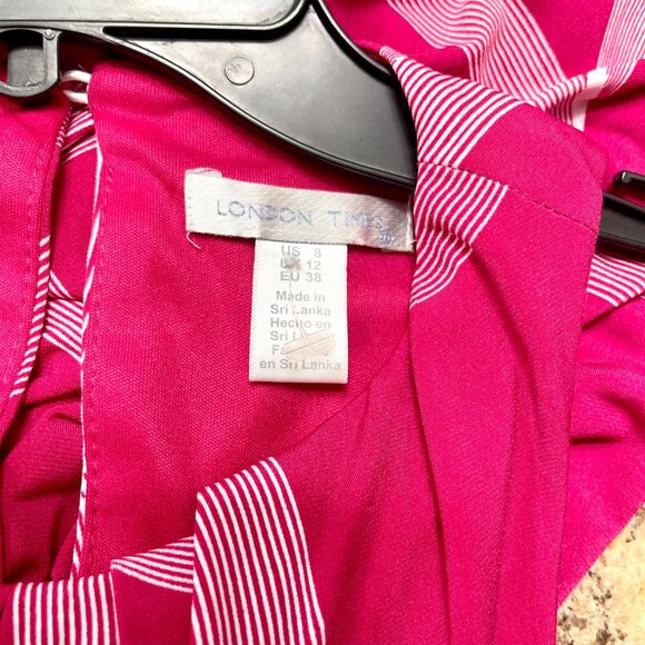 London Times Pleat Neck Inset Waist Maxi Dress in Pink Size 8 - Picture 6 of 8